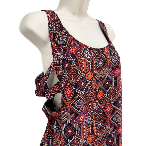 Tobi Mini Tank Dress Red Burgundy Aztec Print Boho Sleeveless Pullover Size M - Picture 3 of 14